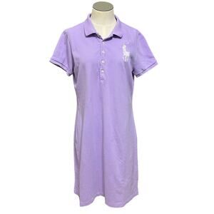 Ralph Lauren Sport Womens Vintage Y2K Purple Big Logo Preppy Polo Dress Sz XL